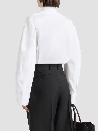 Givenchy Women's Cocoon Shirt in Poplin with Bow - White - Size 12 | Thumbnail 4