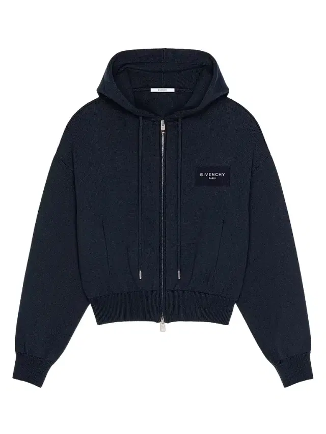 Givenchy Women's Zipped Hoodie in Wool and Cotton with  Paris - Navy