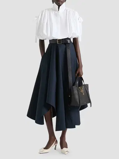 Givenchy Women's Cropped Shirt in Poplin with Ruched Details - White - Size 12 | Thumbnail 2