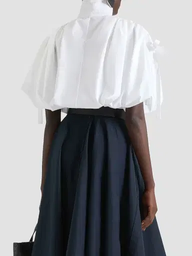 Givenchy Women's Cropped Shirt in Poplin with Ruched Details - White - Size 12 | Thumbnail 4
