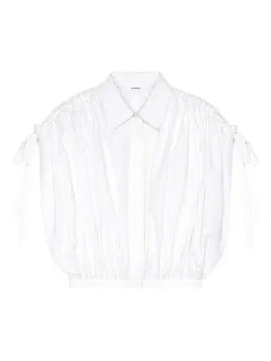 Givenchy Women's Cropped Shirt in Poplin with Ruched Details - White - Size 12 | Thumbnail 1