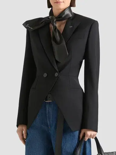 Givenchy Women's Slashed Double-Breasted Blazer in Wool and Mohair - Black | Thumbnail 3 Givenchy Women's Slashed Double-Breasted Blazer in Wool and Mohair - Black | Thumbnail 3