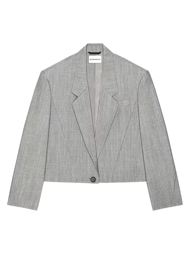 Women's Single-Breasted Cropped Blazer in Wool and Mohair - Black White