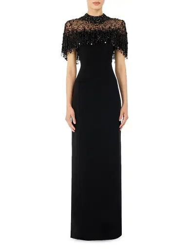 Jenny Packham Women's Livia Embellished Drape Column Gown - Liquorice | Thumbnail 2 Jenny Packham Women's Livia Embellished Drape Column Gown - Liquorice | Thumbnail 2