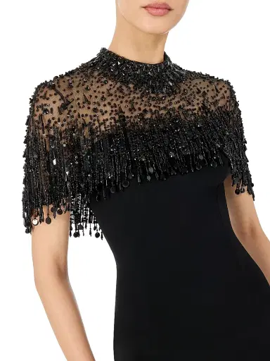 Jenny Packham Women's Livia Embellished Drape Column Gown - Liquorice | Thumbnail 4 Jenny Packham Women's Livia Embellished Drape Column Gown - Liquorice | Thumbnail 4