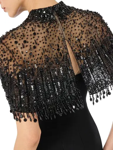 Jenny Packham Women's Livia Embellished Drape Column Gown - Liquorice | Thumbnail 5 Jenny Packham Women's Livia Embellished Drape Column Gown - Liquorice | Thumbnail 5