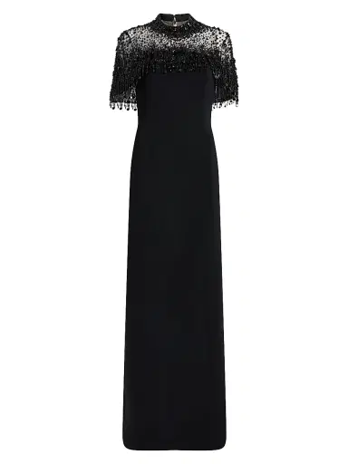 Jenny Packham Women's Livia Embellished Drape Column Gown - Liquorice | Thumbnail 1 Jenny Packham Women's Livia Embellished Drape Column Gown - Liquorice | Thumbnail 1