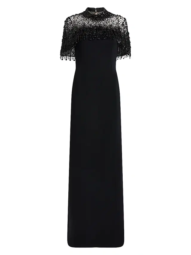 Jenny Packham Women's Livia Embellished Drape Column Gown - Liquorice