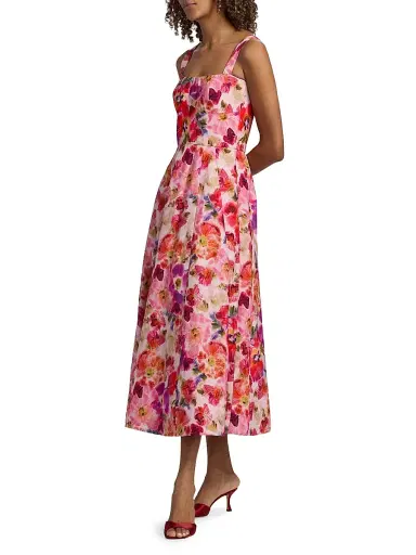 Saloni Women's Sabrina Floral Midi-Dress - Kinjaro Garden Large - Size 12 | Thumbnail 4 Saloni Women's Sabrina Floral Midi-Dress - Kinjaro Garden Large - Size 12 | Thumbnail 4