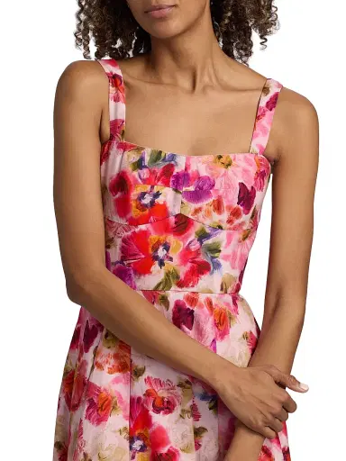 Saloni Women's Sabrina Floral Midi-Dress - Kinjaro Garden Large - Size 12 | Thumbnail 6 Saloni Women's Sabrina Floral Midi-Dress - Kinjaro Garden Large - Size 12 | Thumbnail 6