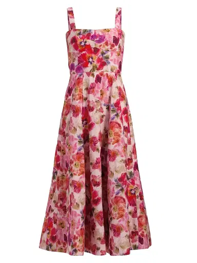 Saloni Women's Sabrina Floral Midi-Dress - Kinjaro Garden Large - Size 12 | Thumbnail 1 Saloni Women's Sabrina Floral Midi-Dress - Kinjaro Garden Large - Size 12 | Thumbnail 1