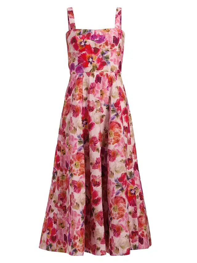 Women's Sabrina Floral Midi-Dress - Kinjaro Garden Large