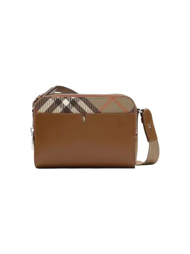 Burberry Men's Pop Check Mini Case Crossbody Bag - Finch Brown Hazel | Thumbnail 1