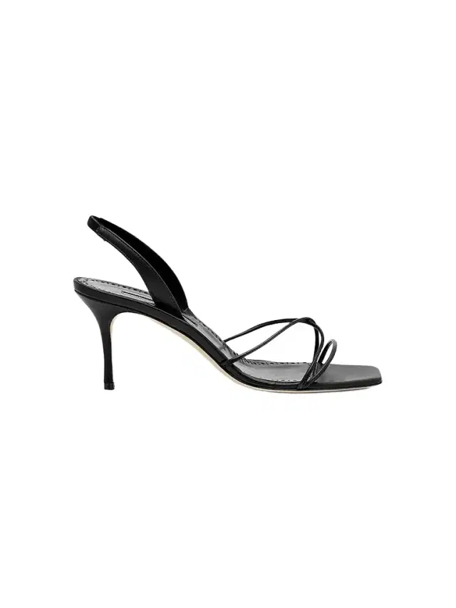 Manolo Blahnik Women's 70MM Leather Slingback Sandals - Black