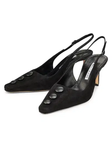 Manolo Blahnik Women's Alexapla 70MM Suede & Leather Pumps - Black - Size 11.5 | Thumbnail 2 Manolo Blahnik Women's Alexapla 70MM Suede & Leather Pumps - Black - Size 11.5 | Thumbnail 2