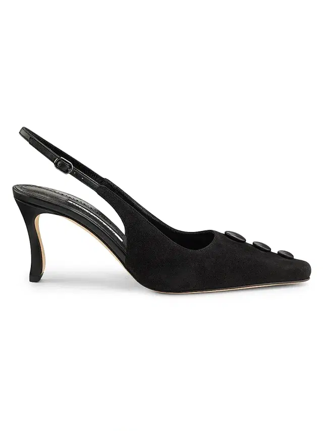 Manolo Blahnik Women's Alexapla 70MM Suede & Leather Pumps - Black