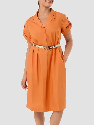 Marina Rinaldi Women's Cotton Poplin Dress - Tangerine - Size 16 | Thumbnail 3 Marina Rinaldi Women's Cotton Poplin Dress - Tangerine - Size 16 | Thumbnail 3