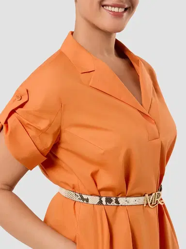 Marina Rinaldi Women's Cotton Poplin Dress - Tangerine - Size 16 | Thumbnail 6 Marina Rinaldi Women's Cotton Poplin Dress - Tangerine - Size 16 | Thumbnail 6