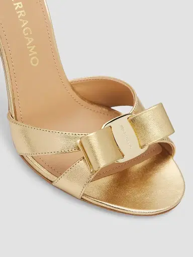 Ferragamo Women's Roxy 1 95MM Metallic Sandals - Gold Lux Fondo Beige | Thumbnail 3