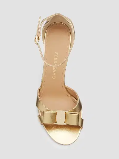Ferragamo Women's Roxy 1 95MM Metallic Sandals - Gold Lux Fondo Beige | Thumbnail 4