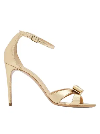 Ferragamo Women's Roxy 1 95MM Metallic Sandals - Gold Lux Fondo Beige | Thumbnail 1