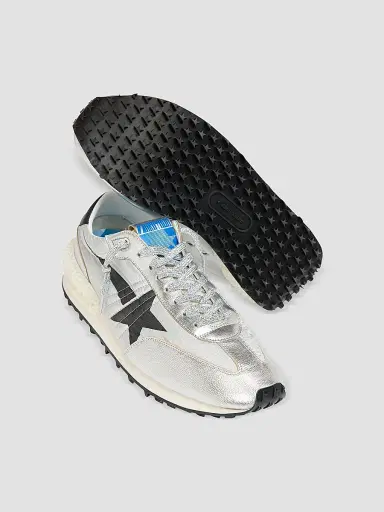 Golden Goose Men's Marathon Nylon & Leather Low-Top Sneakers - Silver Black - Size 6 | Thumbnail 5
