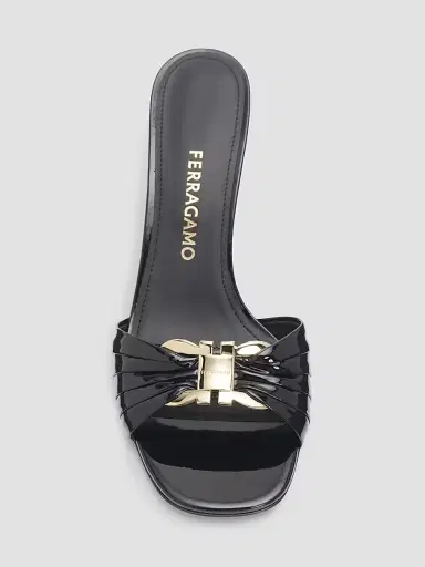 Ferragamo Women's Witty Gancini Toe 70MM Leather Kitten Heel Mules - Nero - Size 11 | Thumbnail 4 Ferragamo Women's Witty Gancini Toe 70MM Leather Kitten Heel Mules - Nero - Size 11 | Thumbnail 4