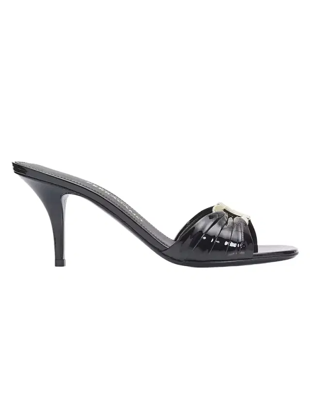FERRAGAMO Women's Witty Gancini Toe 70MM Leather Kitten Heel Mules - Nero