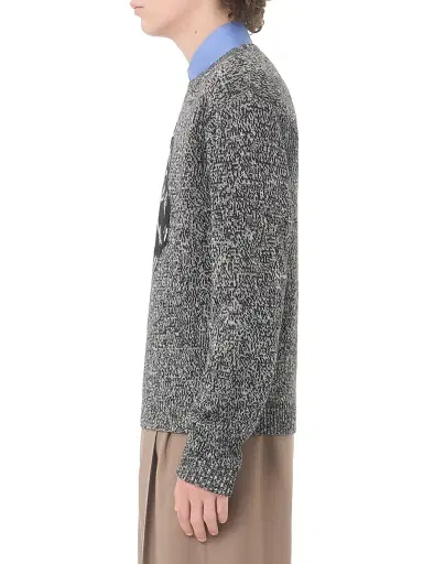 Valentino Garavani Men's Cotton and Mouliné Wool Sweater with Panther Jacquard | Thumbnail 4 Valentino Garavani Men's Cotton and Mouliné Wool Sweater with Panther Jacquard | Thumbnail 4