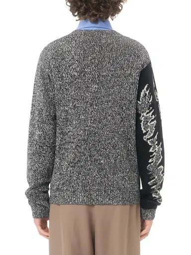 Valentino Garavani Men's Cotton and Mouliné Wool Sweater with Panther Jacquard | Thumbnail 5 Valentino Garavani Men's Cotton and Mouliné Wool Sweater with Panther Jacquard | Thumbnail 5