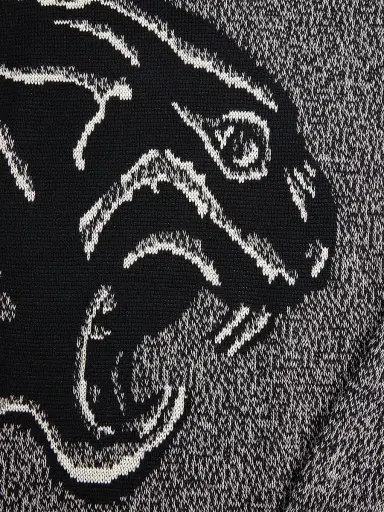 Valentino Garavani Men's Cotton and Mouliné Wool Sweater with Panther Jacquard | Thumbnail 7 Valentino Garavani Men's Cotton and Mouliné Wool Sweater with Panther Jacquard | Thumbnail 7