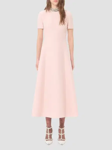 Valentino Garavani Women's Crepe Couture Embroidered Midi Dress - Pink Silver - Size 10 | Thumbnail 5 Valentino Garavani Women's Crepe Couture Embroidered Midi Dress - Pink Silver - Size 10 | Thumbnail 5
