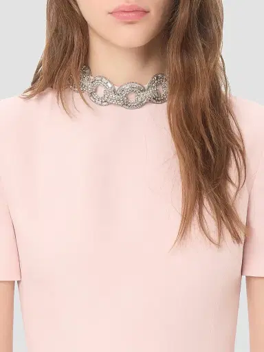 Valentino Garavani Women's Crepe Couture Embroidered Midi Dress - Pink Silver - Size 10 | Thumbnail 6 Valentino Garavani Women's Crepe Couture Embroidered Midi Dress - Pink Silver - Size 10 | Thumbnail 6