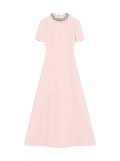 Valentino Garavani Women's Crepe Couture Embroidered Midi Dress - Pink Silver - Size 10 | Thumbnail 1 Valentino Garavani Women's Crepe Couture Embroidered Midi Dress - Pink Silver - Size 10 | Thumbnail 1