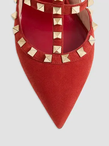 Valentino Garavani Women's Rock Stud 100MM Suede Pumps - Red - Size 11.5 | Thumbnail 5