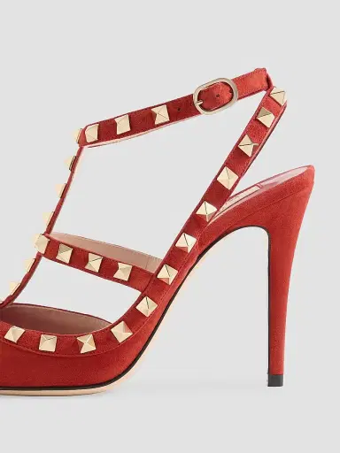 Valentino Garavani Women's Rock Stud 100MM Suede Pumps - Red - Size 11.5 | Thumbnail 6