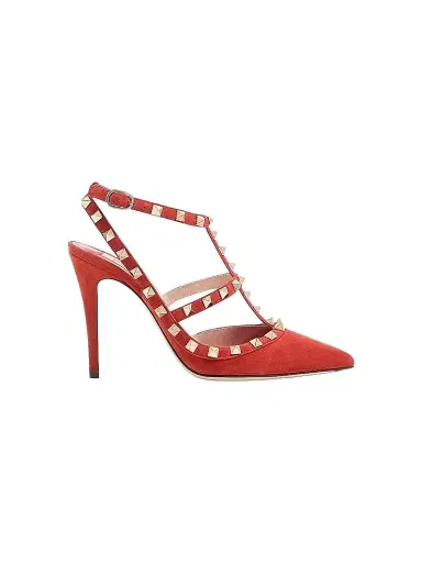 Valentino Garavani Women's Rock Stud 100MM Suede Pumps - Red - Size 11.5 | Thumbnail 1