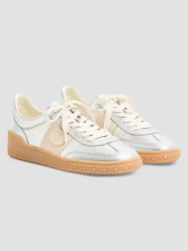 Valentino Garavani Women's Sneakers in Laminated Calfskin with Nappa Calfskin Leather Band - Silver | Thumbnail 2