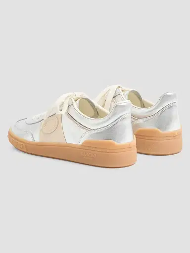 Valentino Garavani Women's Sneakers in Laminated Calfskin with Nappa Calfskin Leather Band - Silver | Thumbnail 3