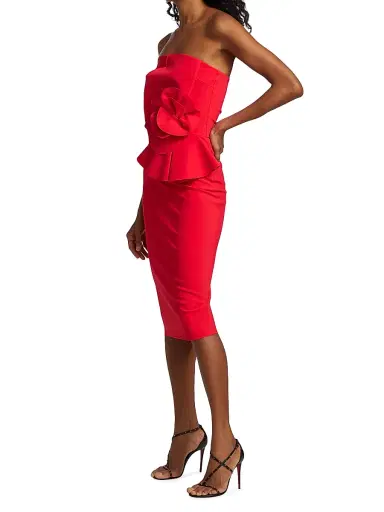 Chiara Boni La Petite Robe Women's Hebe Strapless Ruffle Sheath Dress | Thumbnail 4 Chiara Boni La Petite Robe Women's Hebe Strapless Ruffle Sheath Dress | Thumbnail 4