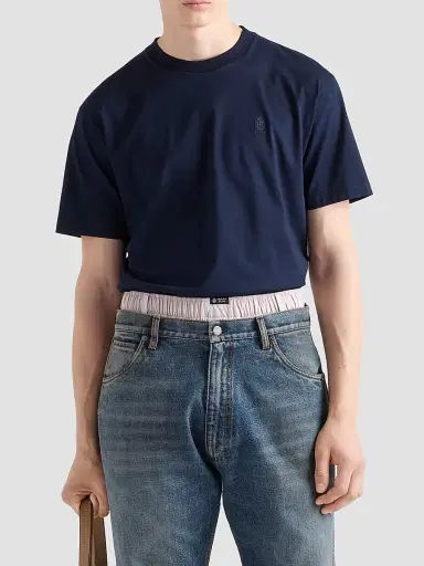 Prada Men's Cotton T-Shirt - Blue - Size XXL | Thumbnail 2 Prada Men's Cotton T-Shirt - Blue - Size XXL | Thumbnail 2