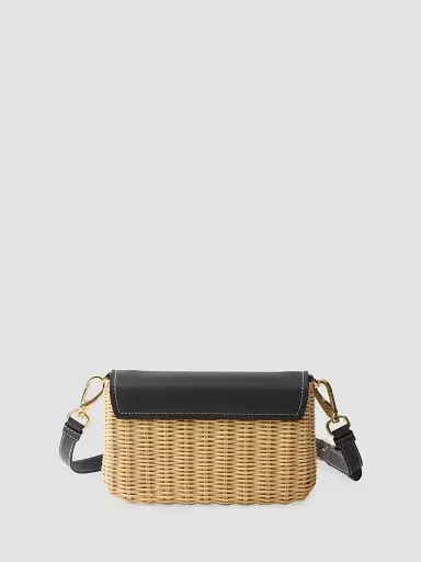 Prada Women's Wicker and Leather Shoulder Bag - Black | Thumbnail 3