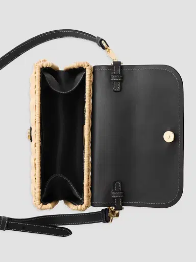 Prada Women's Wicker and Leather Shoulder Bag - Black | Thumbnail 4