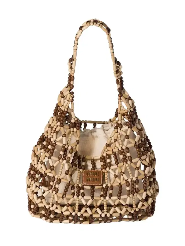 Miu Miu Women's Mesh Hobo Bag - Beige Khaki