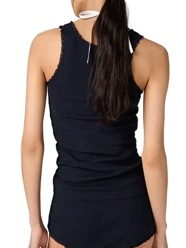 Miu Miu Women's Garment-Dyed Cotton Tank Top - Blue - Size Medium | Thumbnail 3