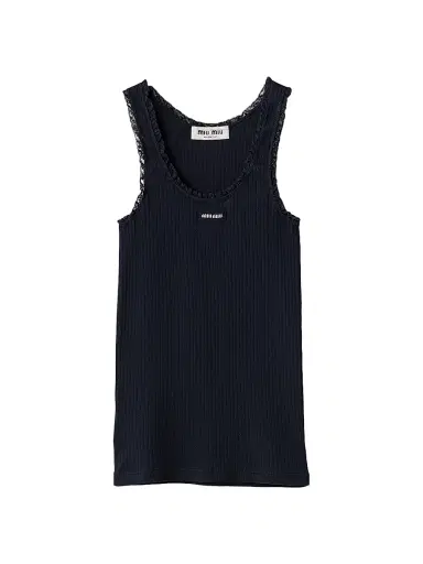 Miu Miu Women's Garment-Dyed Cotton Tank Top - Blue - Size Medium | Thumbnail 1