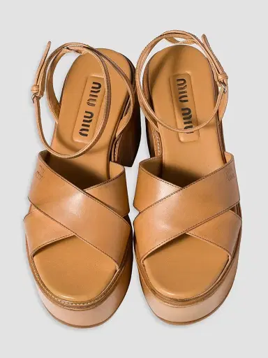Miu Miu Women's Leather Platform Sandals | Thumbnail 2 Miu Miu Women's Leather Platform Sandals | Thumbnail 2