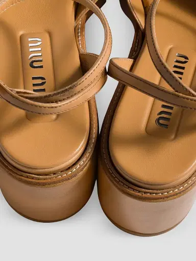 Miu Miu Women's Leather Platform Sandals | Thumbnail 3 Miu Miu Women's Leather Platform Sandals | Thumbnail 3