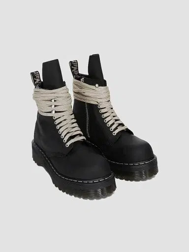 Rick Owens Women's Dr. Martens x Quad-Sole Steel-Toe Leather Boots - Black - Size 4 | Thumbnail 2
