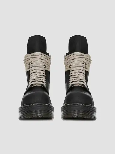 Rick Owens Women's Dr. Martens x Quad-Sole Steel-Toe Leather Boots - Black - Size 4 | Thumbnail 3